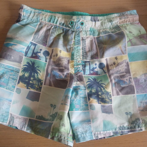 H&M kids swimwear used, white and blue, missing cord
