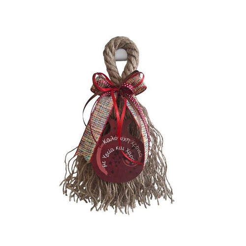 Handmade hanging charm with large wooden pomegranate