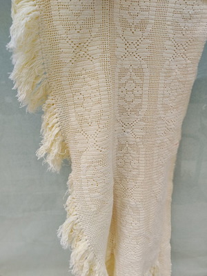 Bed Skirt with Hand-Knitted Fringe used, 1.92m x 34cm