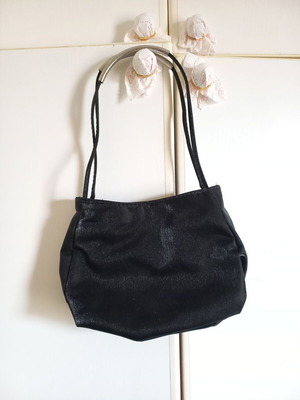 Small black handbag new with matte shiny fabric