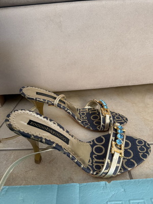 Rocco Barocco heeled sandals size 36, blue and gold