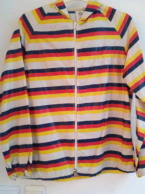 Children's vintage waterproof jacket like new, size 8-9, striped