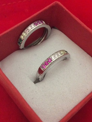 Hoop earrings with small synthetic cubic zirconia new