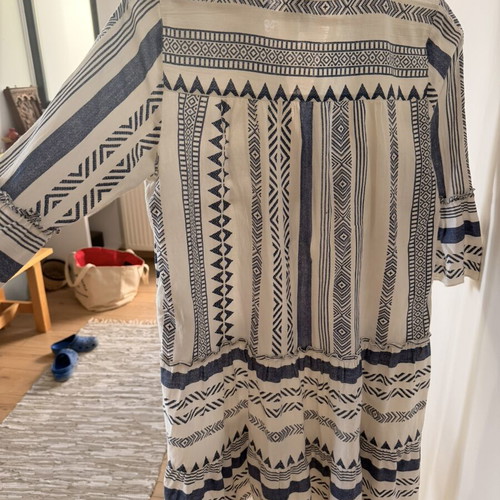 Vero Moda blue-white boho dress, 100% organic cotton, size S