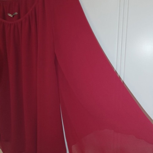 Ysatis blouse with one shoulder, transparent bell sleeve, like new, red, size 1 (M-L)