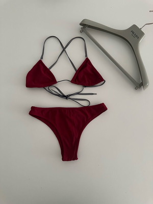 Prada Vintage 90s Burgundy Bikini Set like new, designer swimwear Y2K