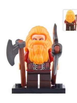 Gloin the Dwarf figure new with base and two axes LEPIN