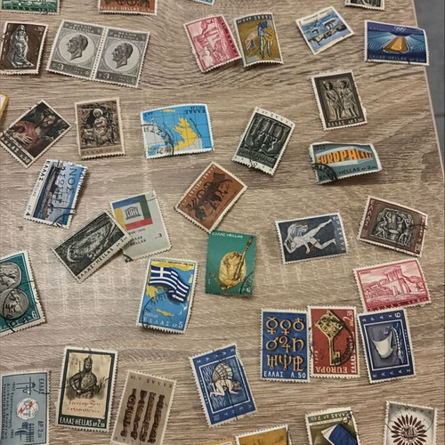 Retro Greek and Foreign Stamp Collection, like new, 1960s-1980s