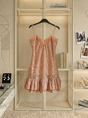 Φόρεμα Zara δαντελένιο ροζ σαν καινούργιο, μέγεθος M