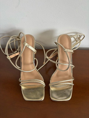 Shein Gold Strappy High Heel Sandals EU39 New