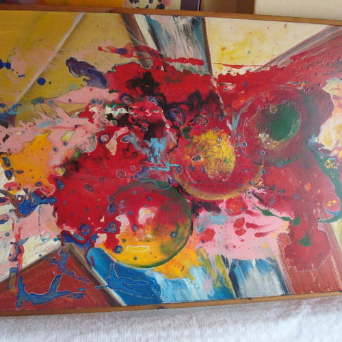 Abstract oil painting like new, 62 cm x 1.22 m