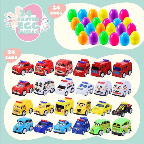 Easter egg toy set new, 24 pieces with cars inside