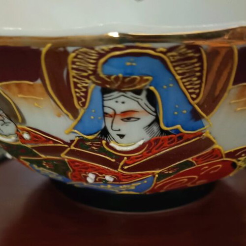 Japanese hand-painted porcelain set of 3 pieces