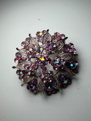 Large brooch with Swarovski pink silver iridescent like new