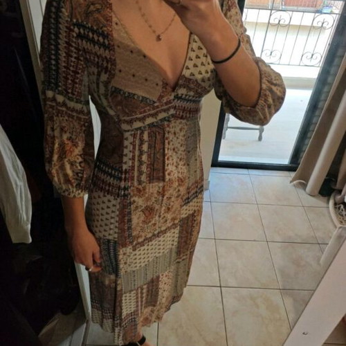 Midi dress boho style with patchwork design, like new, size Small