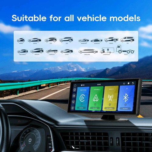 Podofo Portable CarPlay 10.26” New Wireless Apple CarPlay Android Auto