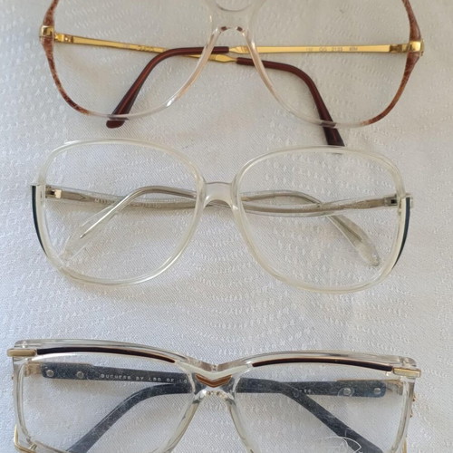Authentic eyeglass frames used, lot of 6 colorful vintage