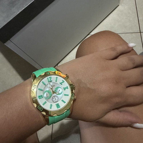 Breeze women's wristwatch, green and gold, waterproof