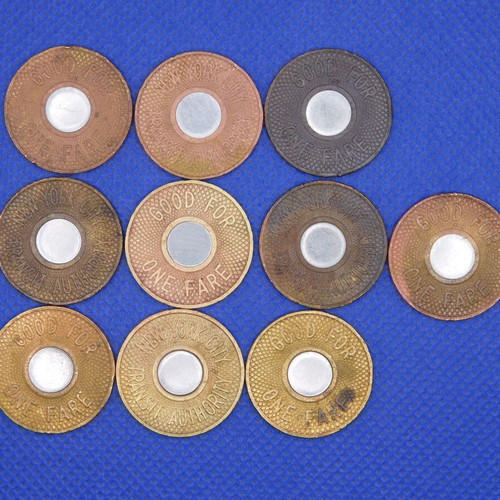 NYC Bullseye Subway Tokens 1986-1995, set of 10