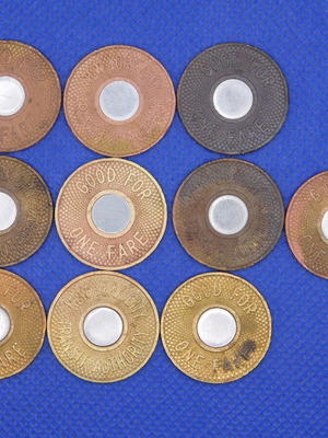 NYC Bullseye Subway Tokens 1986-1995, set of 10