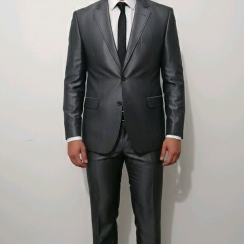 Suit new large Italian shiny anthracite with gift shirt