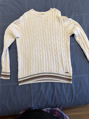 Navy Green knitted sweater size Large 100% cotton like new