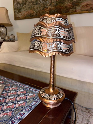 Handmade wrought copper lamp like new