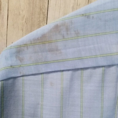 Men's striped shirt like new, blue with yellow stripes