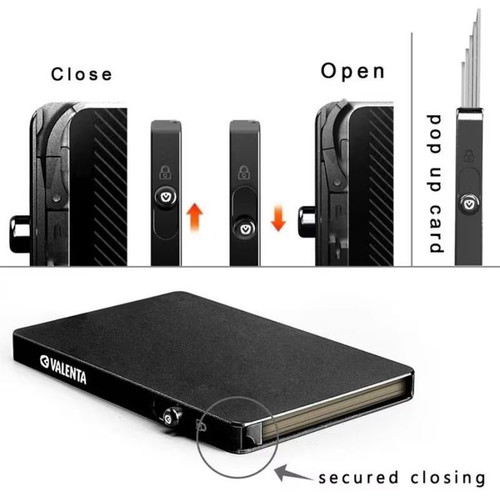 Valenta Aluminum Card Holder Black new with RFID protection