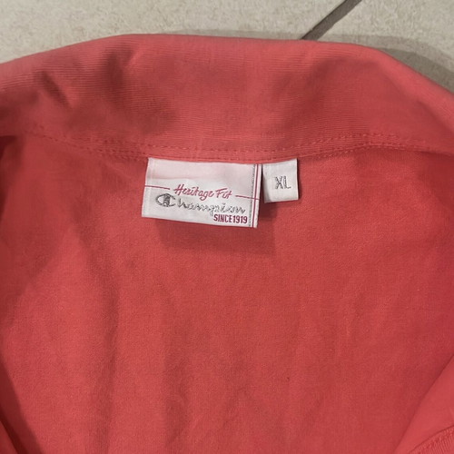 Champion Women Polo Shirt coral striped heritage fit size XL like new