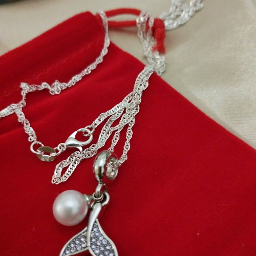 Silver chain 925 twisted 60 cm with mermaid new