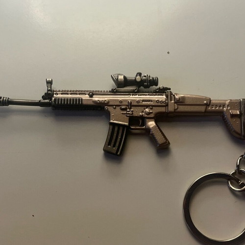PUBG Miniature Gun Keychain Tactical Scar-L new, beige silver