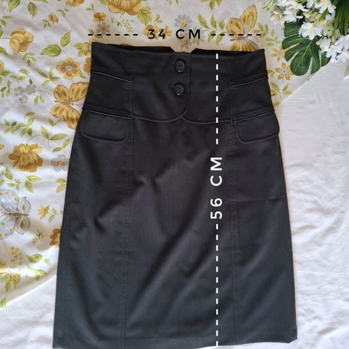 Pinstripe black skirt used, office style, small, Orsay