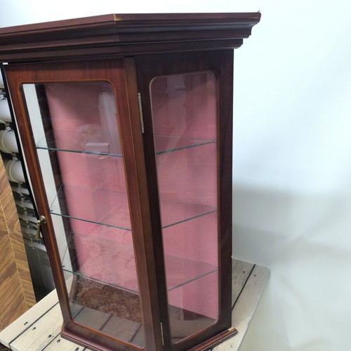 Vintage wall display cabinet with glass door and shelves like new