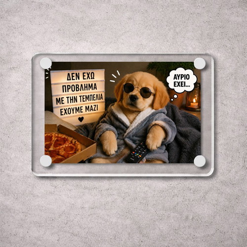 Acrylic fridge magnet 9x6cm "No Problem" Lazy Dog Meme new