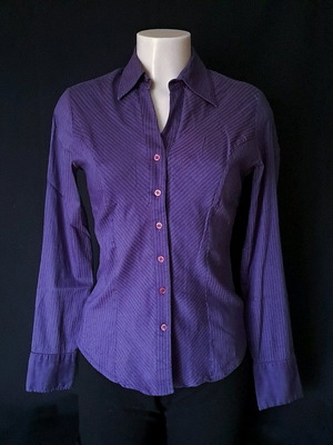 Purple striped shirt used, cotton, size M