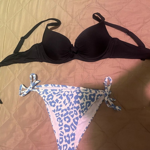 Bikini set new, Calzedonia bottom, Tezenis top, black and white