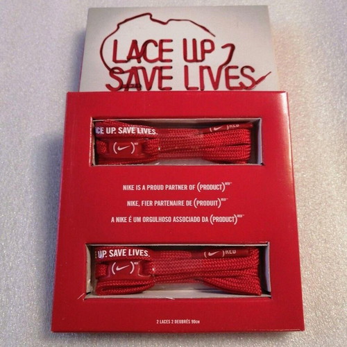 Nike Lace Up 2 Save Lives shoelaces new, red