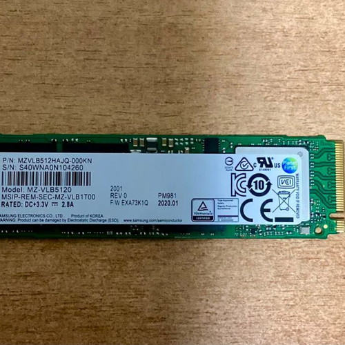 Samsung PM981 512GB NVMe SSD used, internal solid state drive
