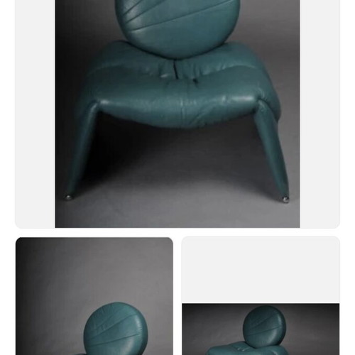 Saporiti C35 Calypso Lounge Chair like new, turquoise leather