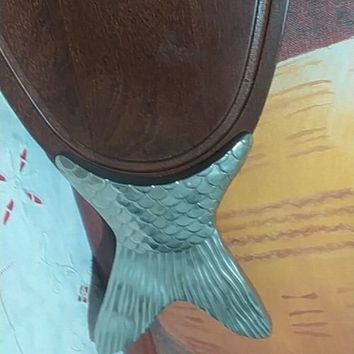 Vintage fish serving tray, wood