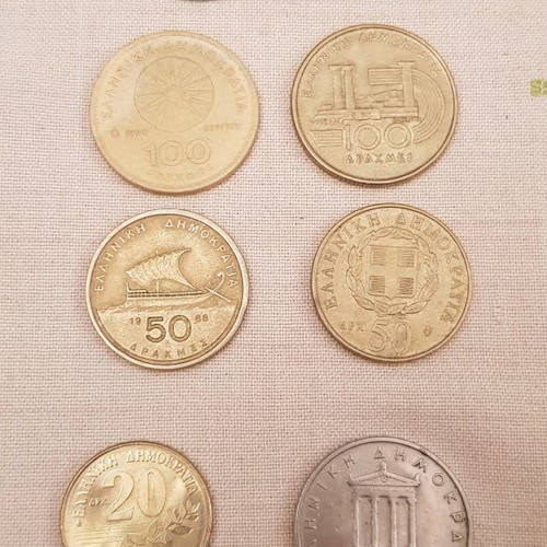 Drachma coin set used with 500 coin for collectors