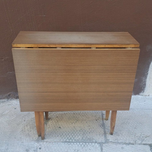 Dining table used with 2 drop-leaves and cabinet with shelf