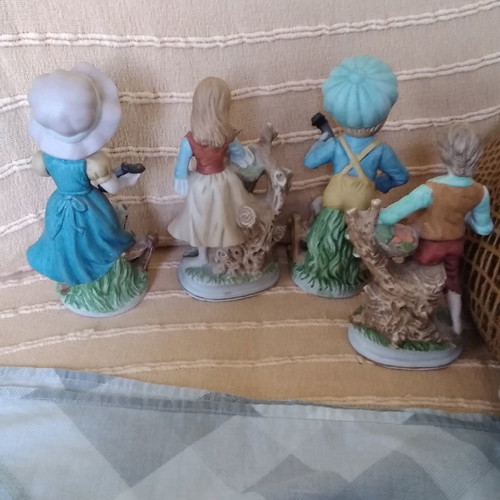 Porcelain figurine dolls used, set of 4, 1970s vintage