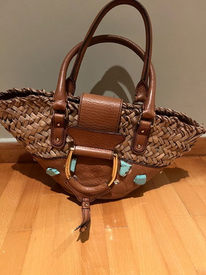 Dolce & Gabbana women's basket bag used, straw and leather, multicolor
