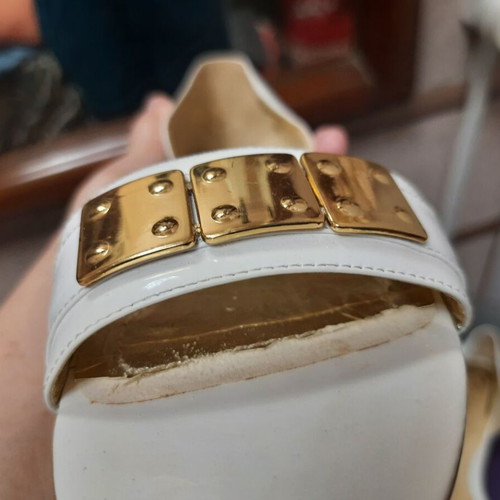 Enzo Angiolini summer shoes white and gold size 41 like new