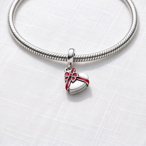 Pandora Heart Chocolate Gift Box Charm new, red and silver