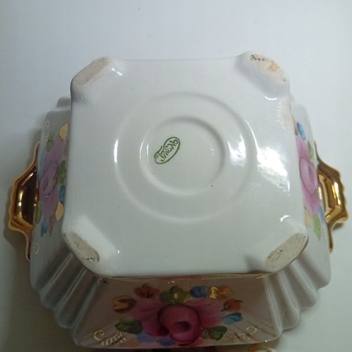 Vintage Gzhel USSR hand-painted porcelain sugar bowl