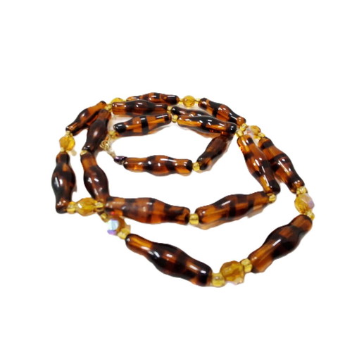 Vintage glass necklace faux amber 60 cm like new