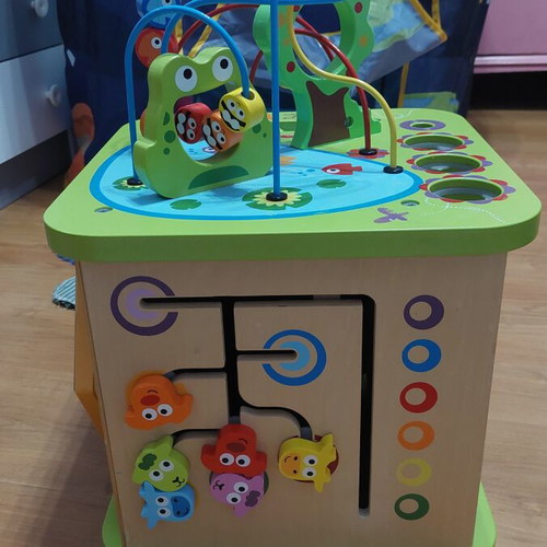 Hape Wooden Activity Cube 5-in-1 Montessori Style used